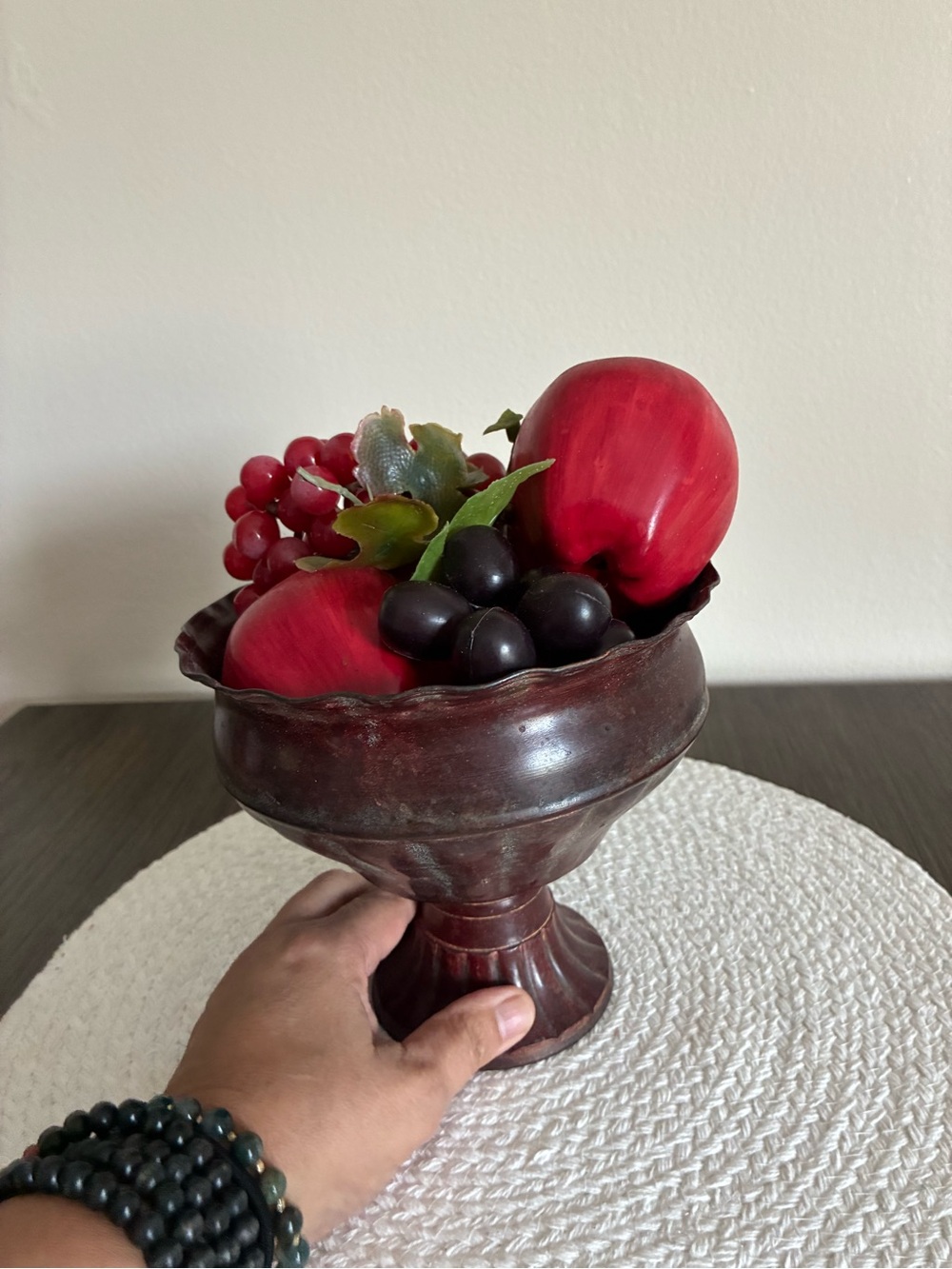 Decorative Red Fruit Bowl Pedestal - Home Accents